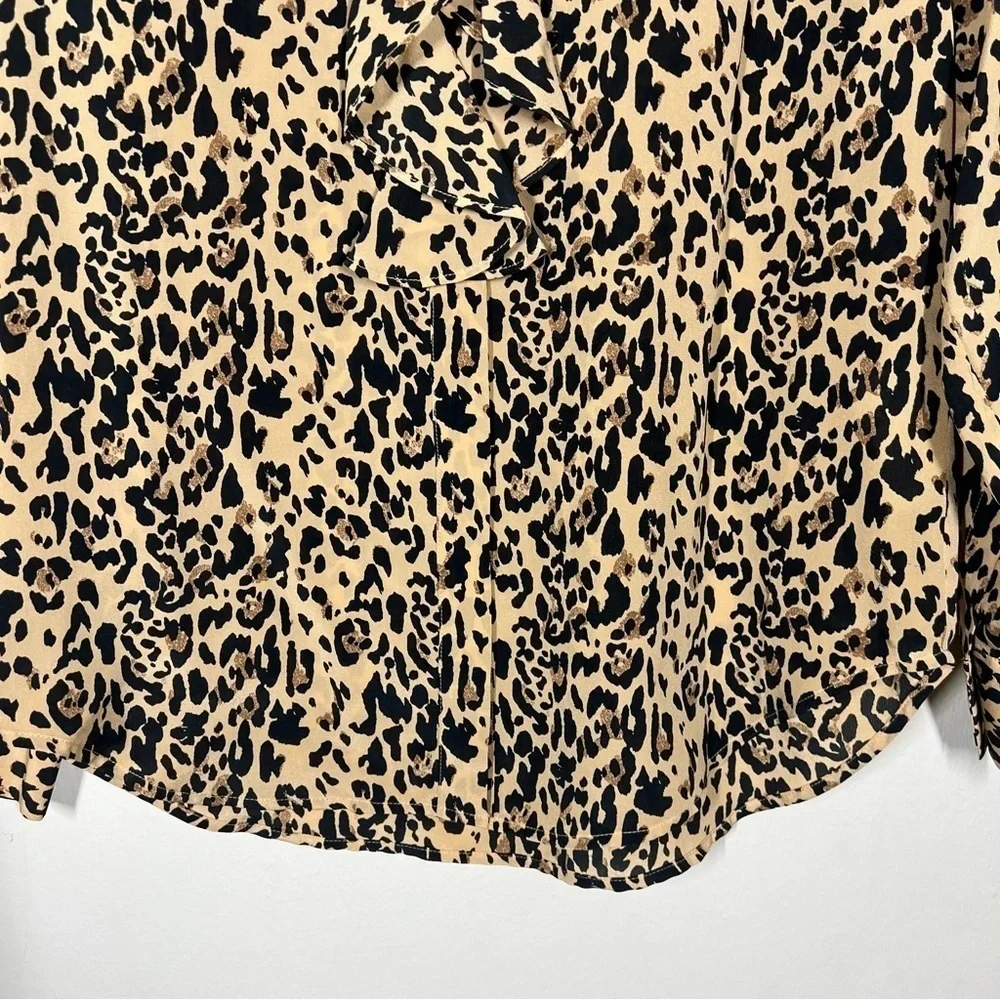 J. crew Womens Collection ruffle-front blouse in leopard-print silk Size 4